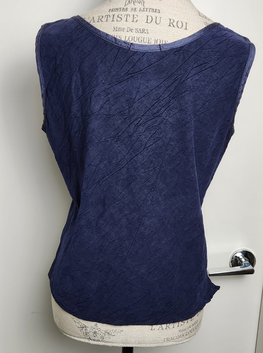 Sleeveless Navy Blue Blouse Top - Picture 4 of 11